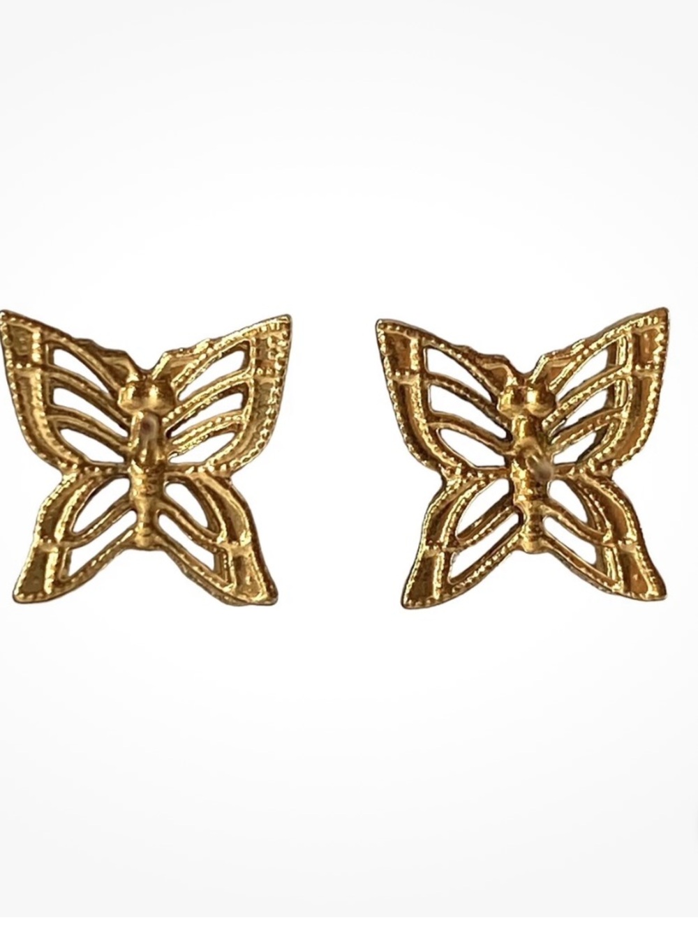 Gold Plated Butterfly Filigree Stud Earrings